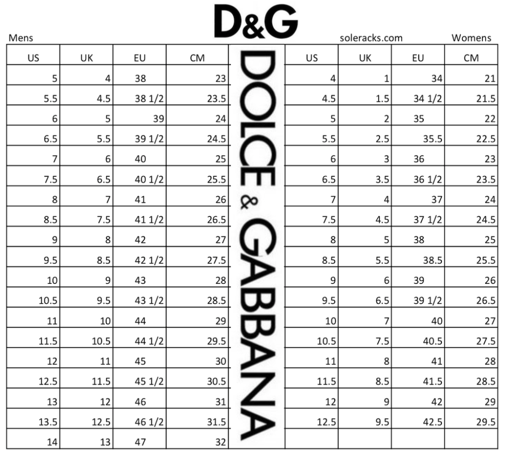 Picture of: Dolce & Gabbana Shoes Size Chart Conversion – Soleracks