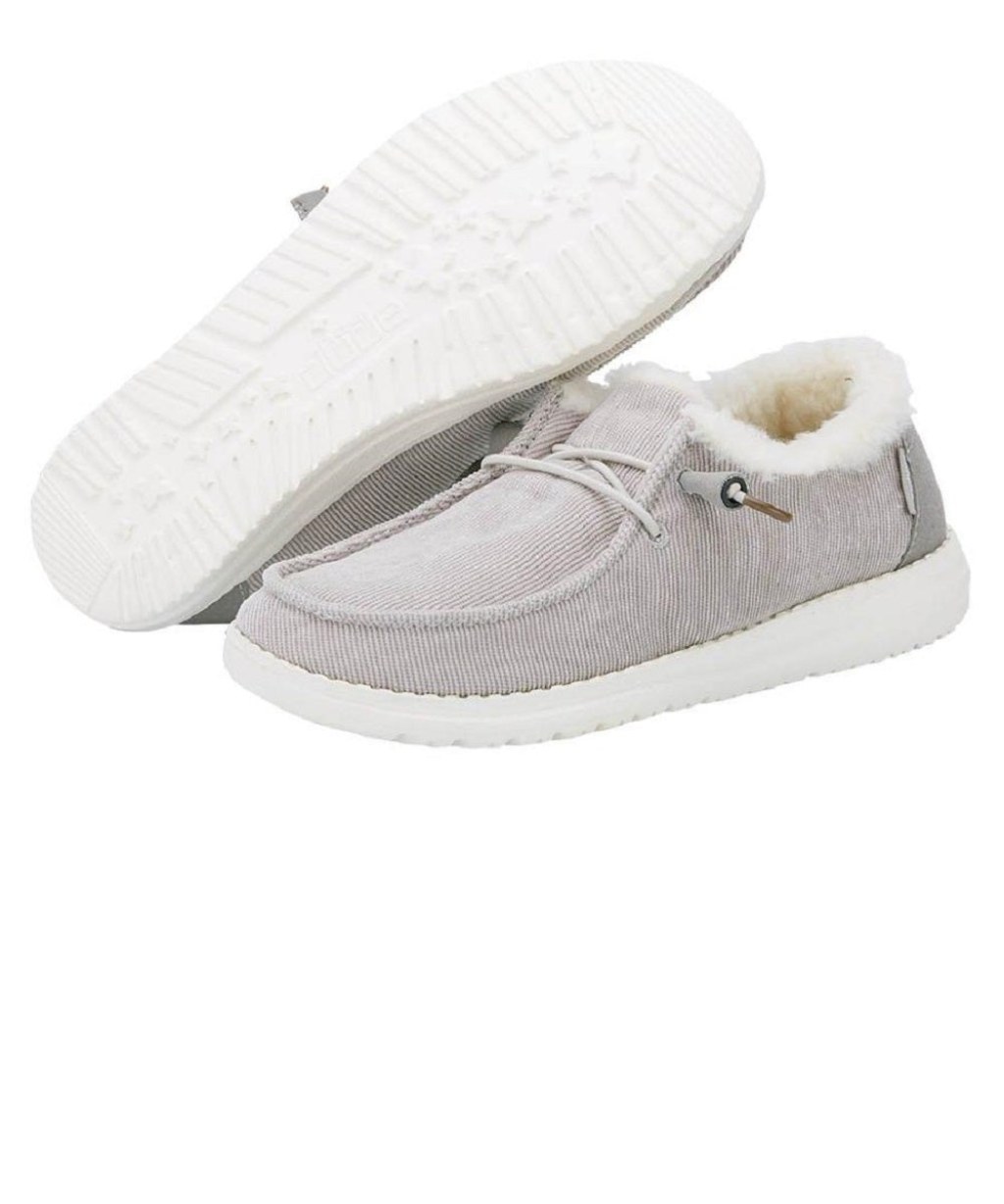Picture of: Hey Dude Wendy Corduroy Fur Lined Slip-on- Grey