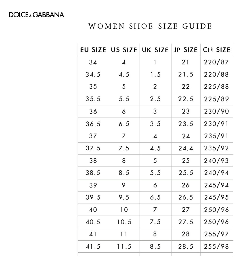 Picture of: Size Chart Dolce Gabbana Shoes Spain, SAVE % – galeriaport