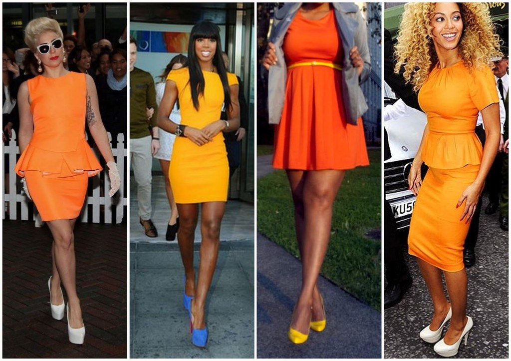 Picture of: What colour shoe with and orange dress  Orange dress, Dresses